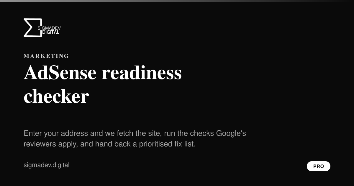 Preview of AdSense readiness checker